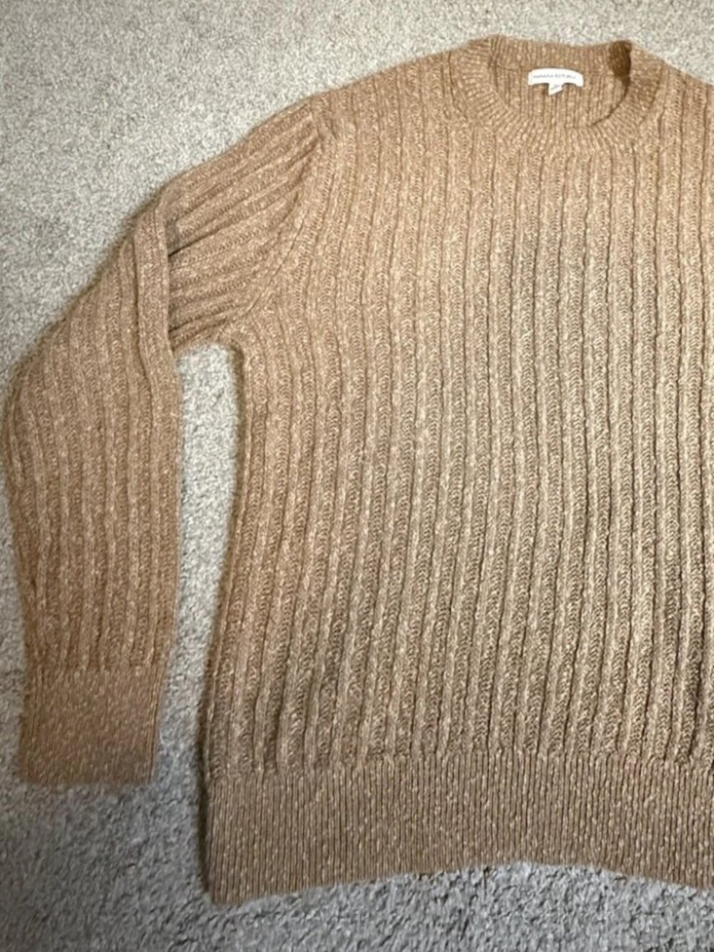 Banana Republic $120 Cotton Linen Ribbed Sweater Mens M Sanded Khaki Beige